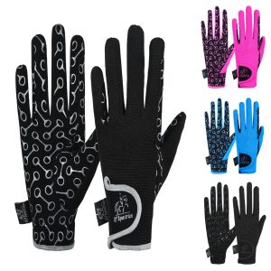 Equestrian Horse Riding Gloves LADIES Synthetic Leather Cotton Palm Print All Colours