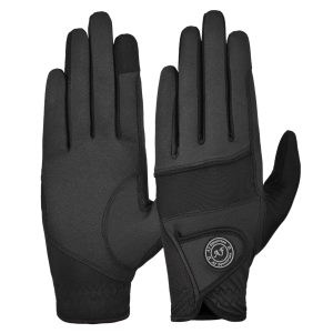 Ladies Horse Riding Touchscreen Synthetic Leather Black Gloves Rider Pro