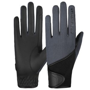 Horse Riding Gloves LADIES Synthetic Leather Cotton Grey