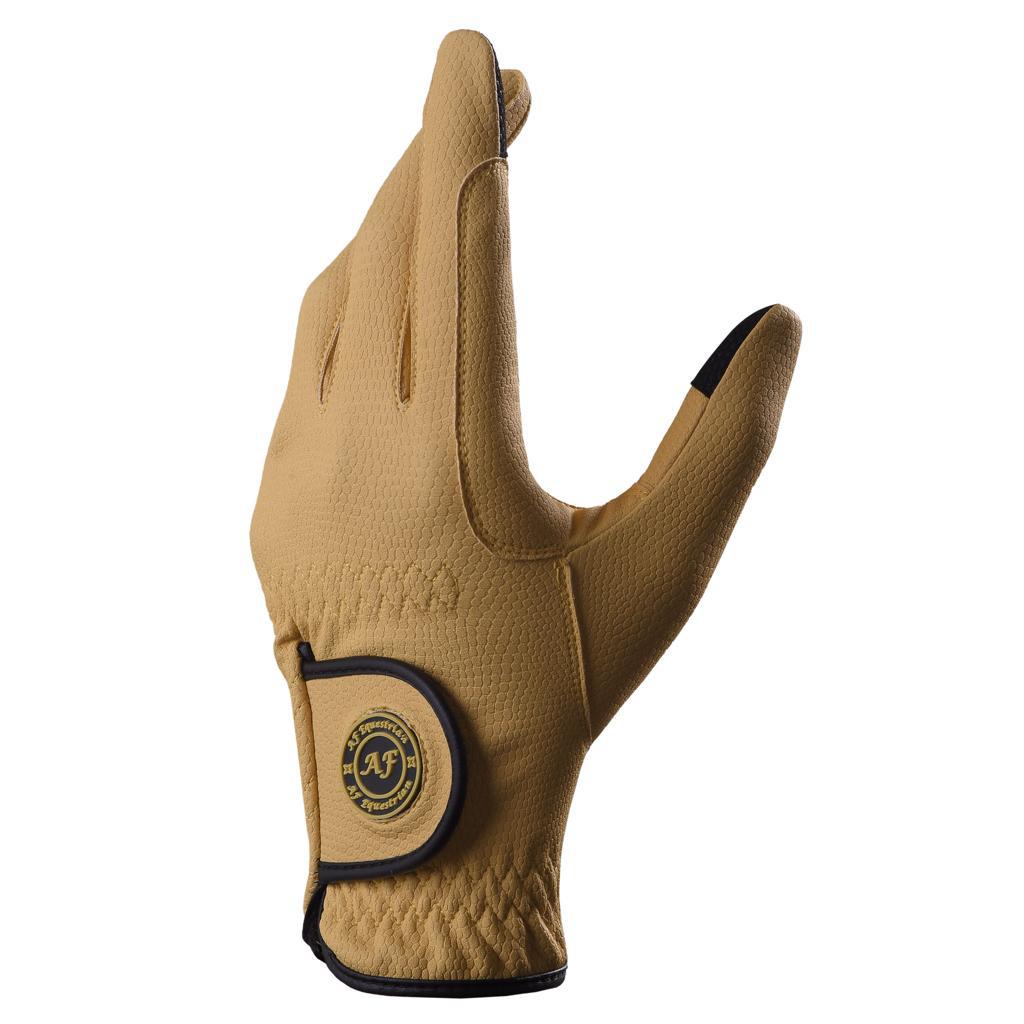 Ladies Horse Riding Gloves Premium Synthetic Leather Snake Design Caramel Yellow - Image 5