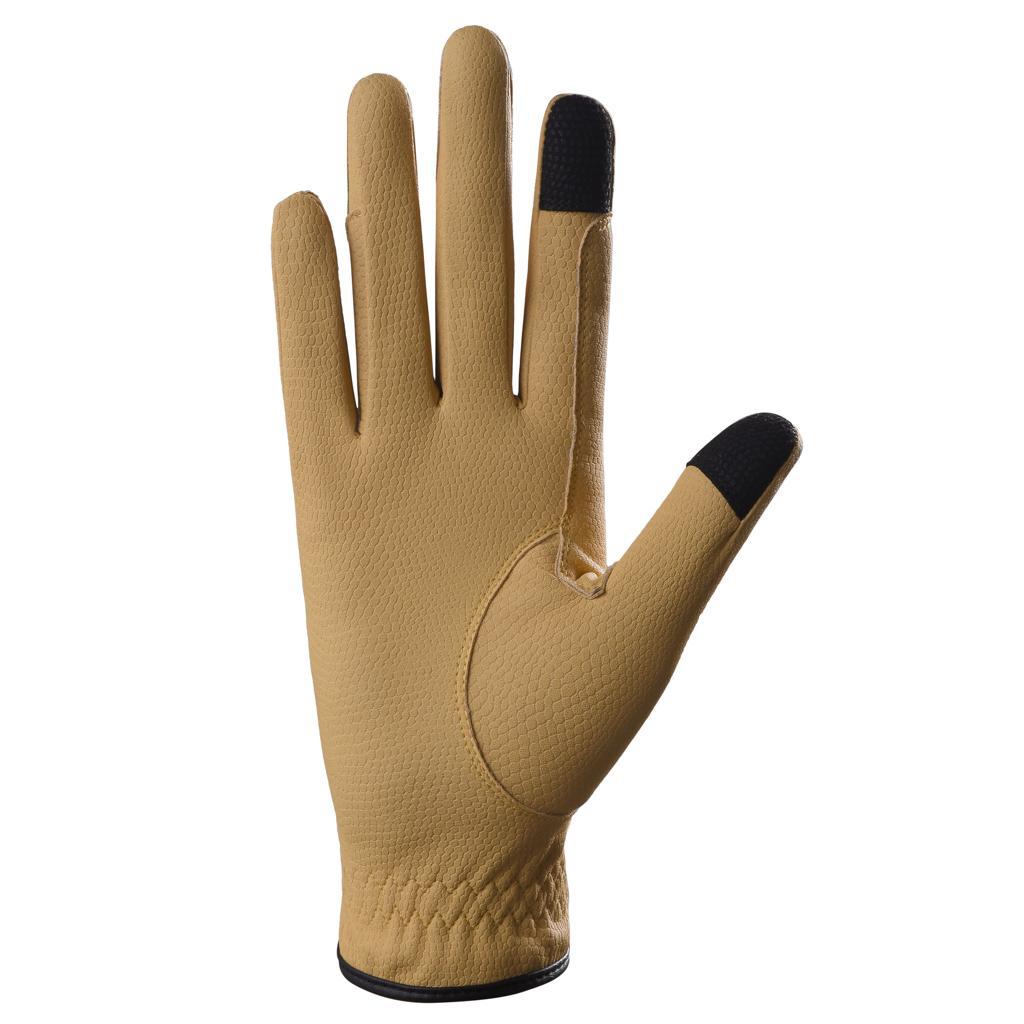 Ladies Horse Riding Gloves Premium Synthetic Leather Snake Design Caramel Yellow - Image 4