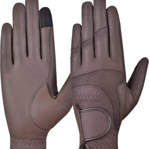 Ladies Horse Riding Equestrian Sereno Leather Gloves breathable Brown