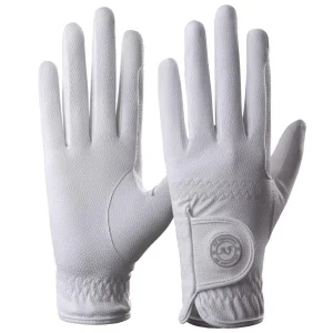 Ladies Horse Riding Gloves Premium Synthetic Leather Snake Design White
