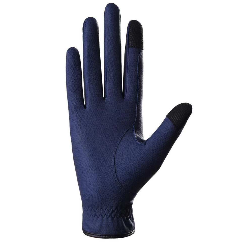 Ladies Horse Riding Gloves Premium Synthetic Leather Snake Design Blue - Image 5