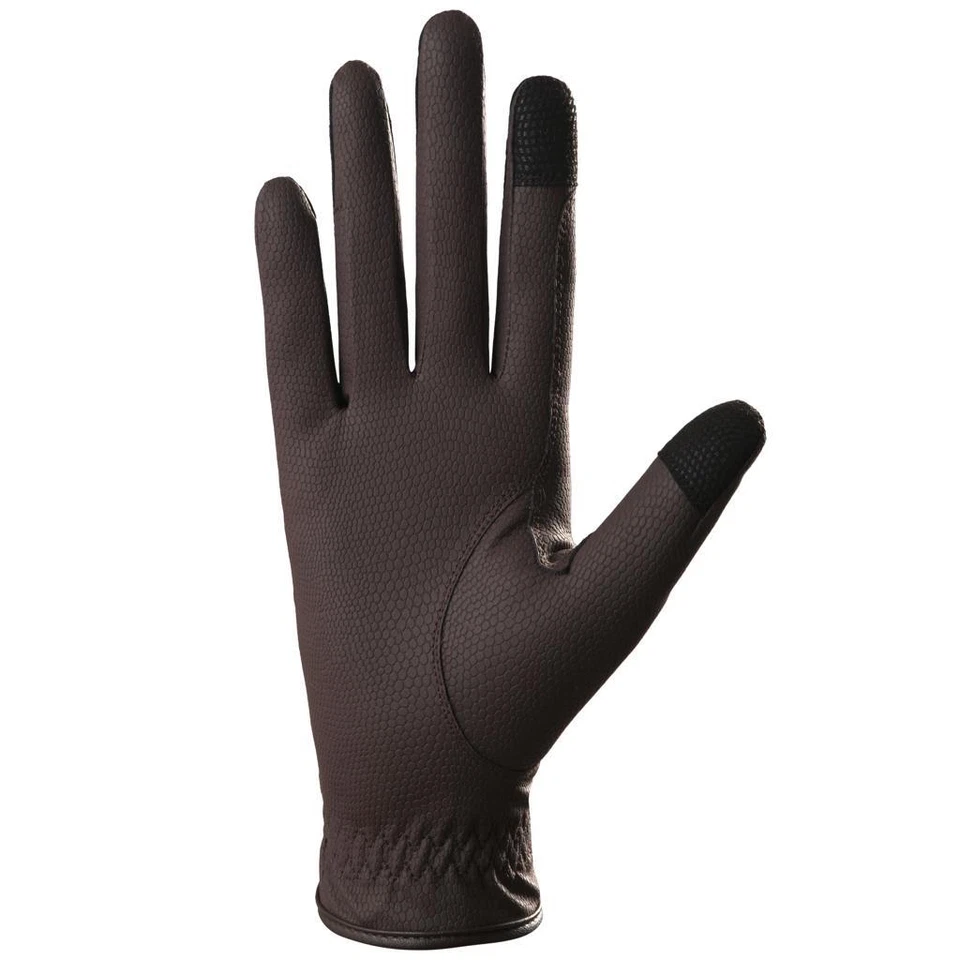 Ladies Horse Riding Gloves Premium Synthetic Leather Snake Design Brown - Image 6